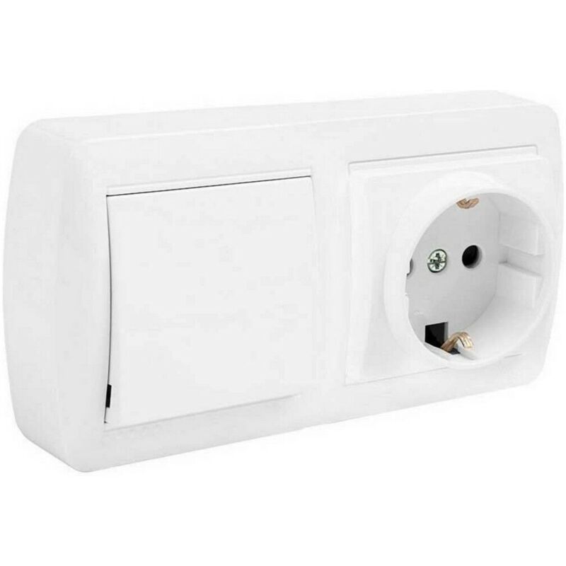 foto del prodotto base della spina solera mur96u doppia bipolare interruttore commutatore otturatore bianco superficie 250 v 16 a