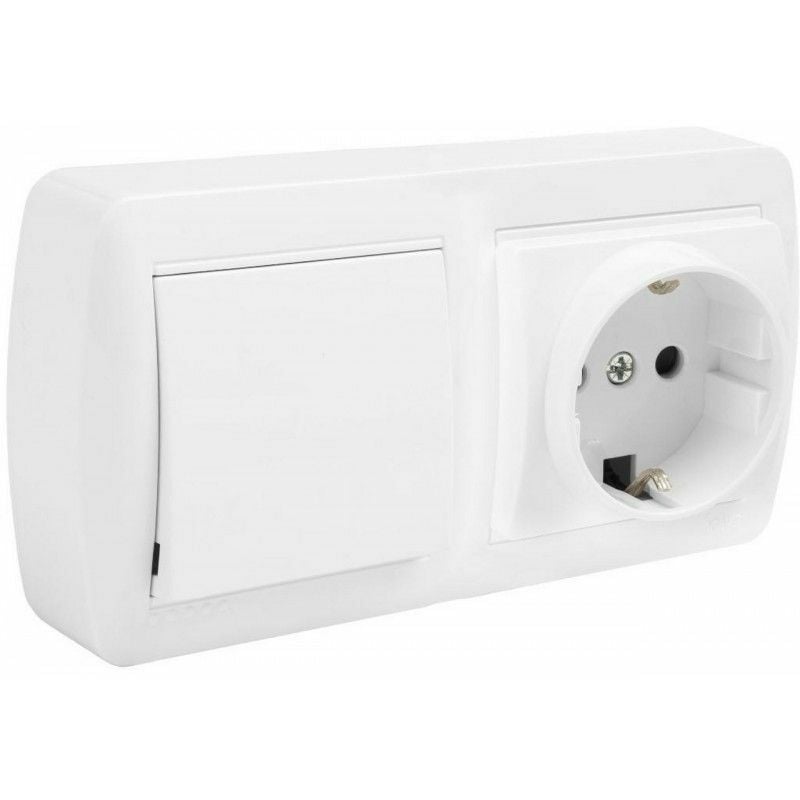 foto del prodotto base fissa 2p t 16a 250v interruttore interruttore 10ax 250v 148x72x42mm superficie muro solera mur63u