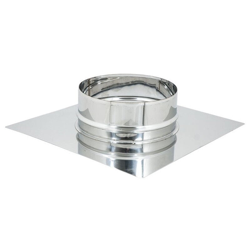 foto del prodotto base forata inox da 200x200mm a innesto m 80 180mm 6 decimi, diametro 150mm