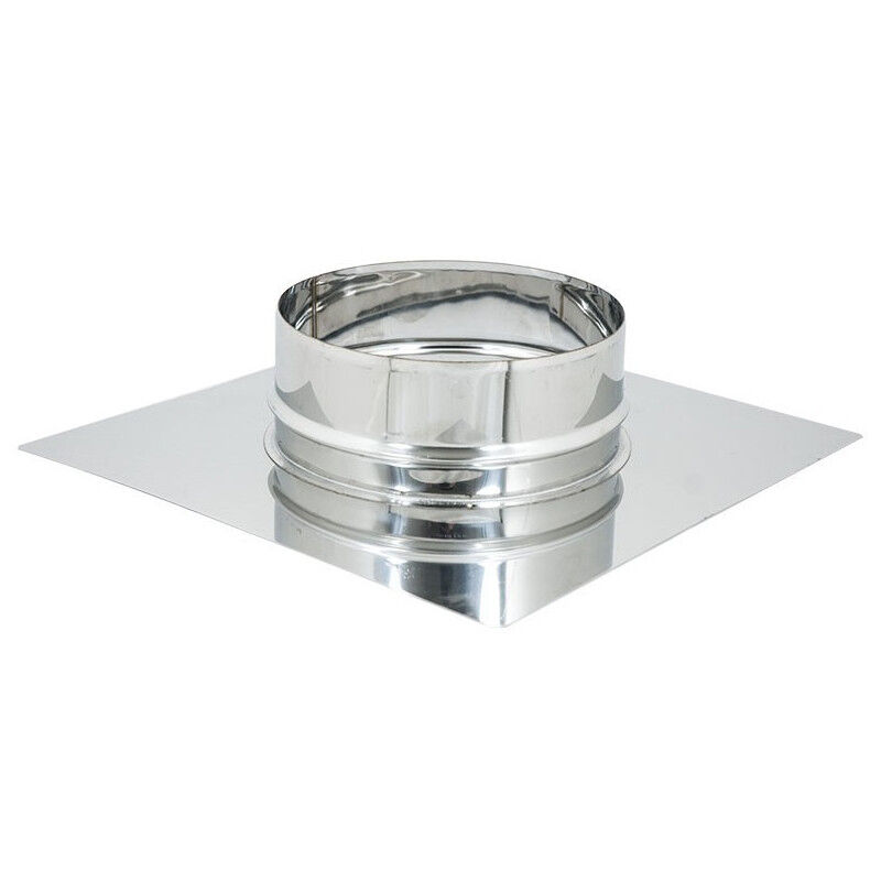 foto del prodotto base forata inox da 200x200mm a innesto m 80 180mm 6 decimi, diametro 160mm