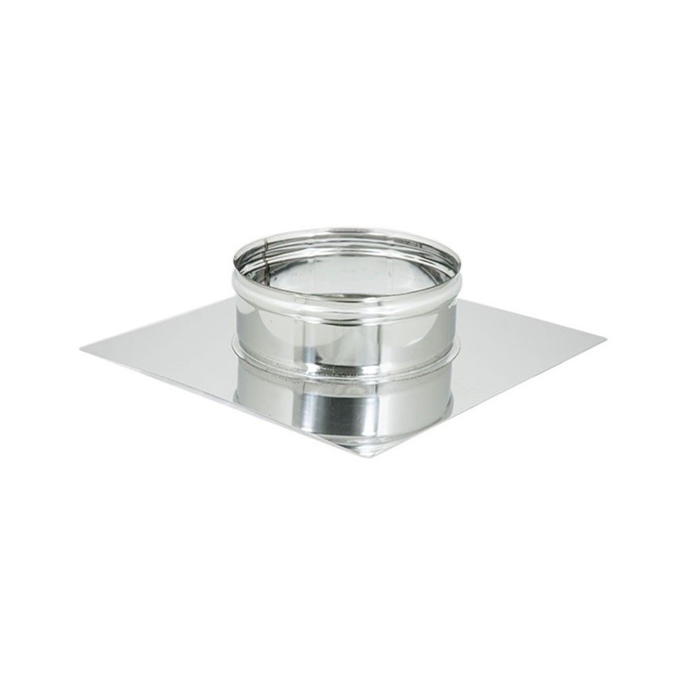 foto del prodotto base forata inox da 250x250mm a innesto f 80 200mm 6 decimi, diametro 130mm
