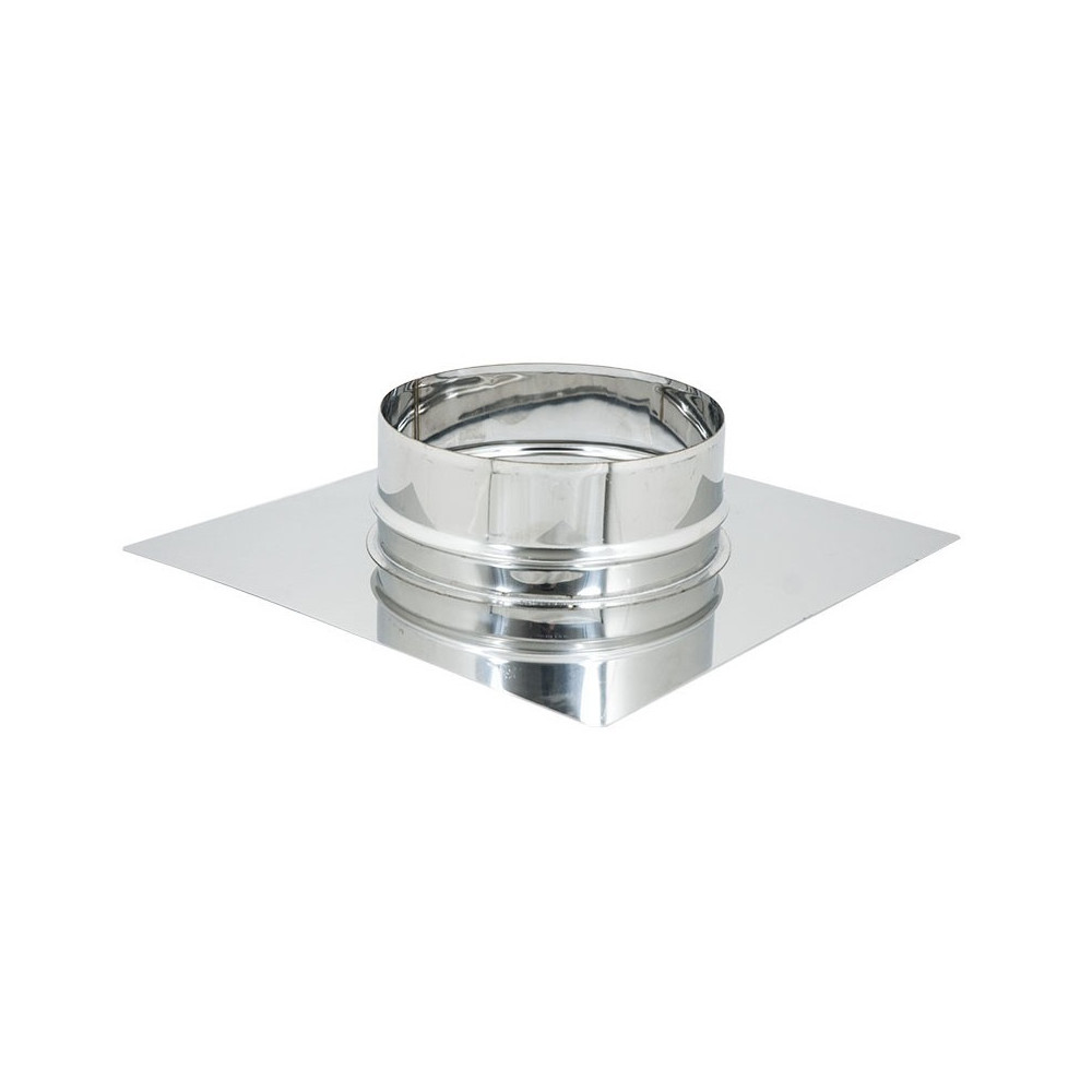 foto del prodotto base forata inox da 250x250mm a innesto m 80 230mm 6 decimi, diametro 80mm