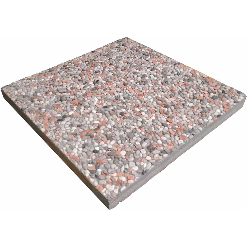 foto del prodotto base lastra quadrata in marmo e ghiaia per ombrelloni con base a croce 14 kg bianco carrara rosso verona 40x40 