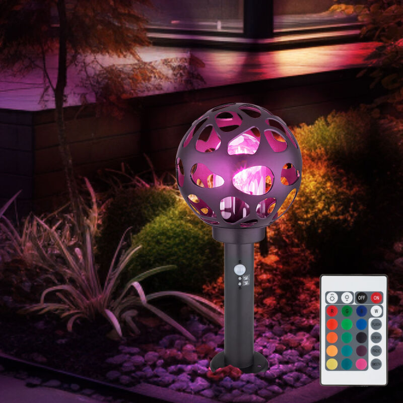 foto del prodotto base luminosa a led con rilevatore di movimento lampada da percorso a sfera con rilevatore di movimento lampada da terra per esterni, acciaio