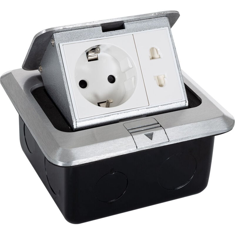 foto del prodotto base multipla da incasso 1 presa tipo f 1xt8 argento