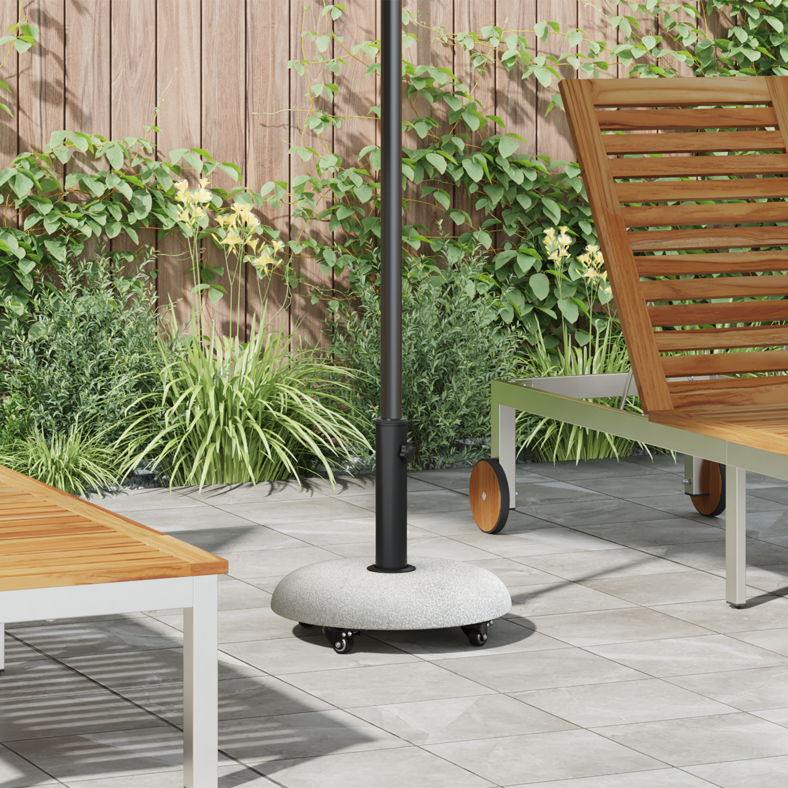foto del prodotto base parasol con ruote per pali da 37/42/52/58mm grigio chiaro cemento