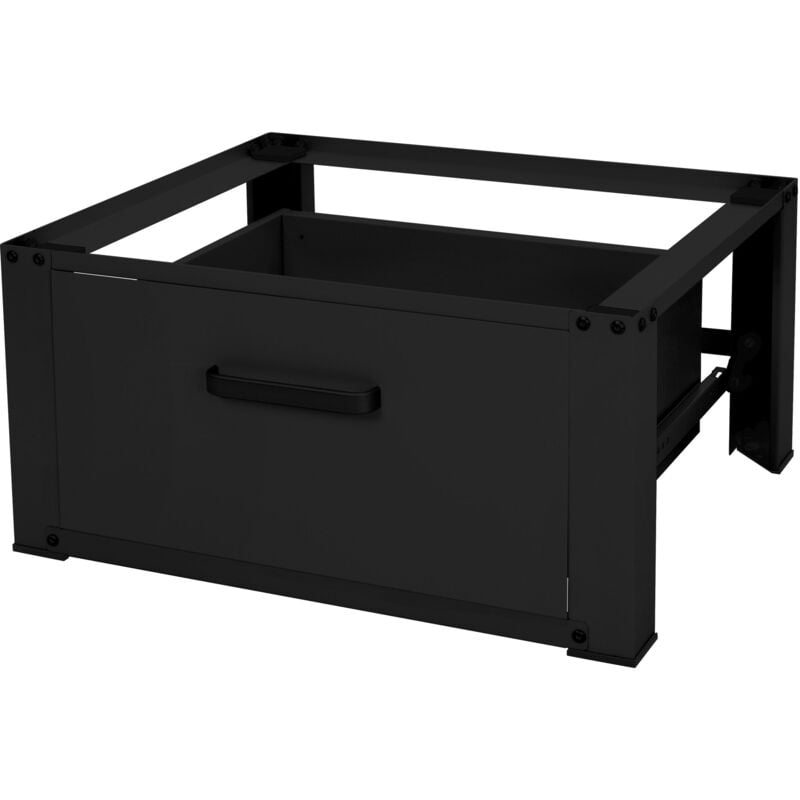 foto del prodotto base per lavatrice asciugatrice frigorifero con cassetto 63 x 54 cm in acciaio nero portata fino a 150 kg piedistallo supporto rialzato protettivo