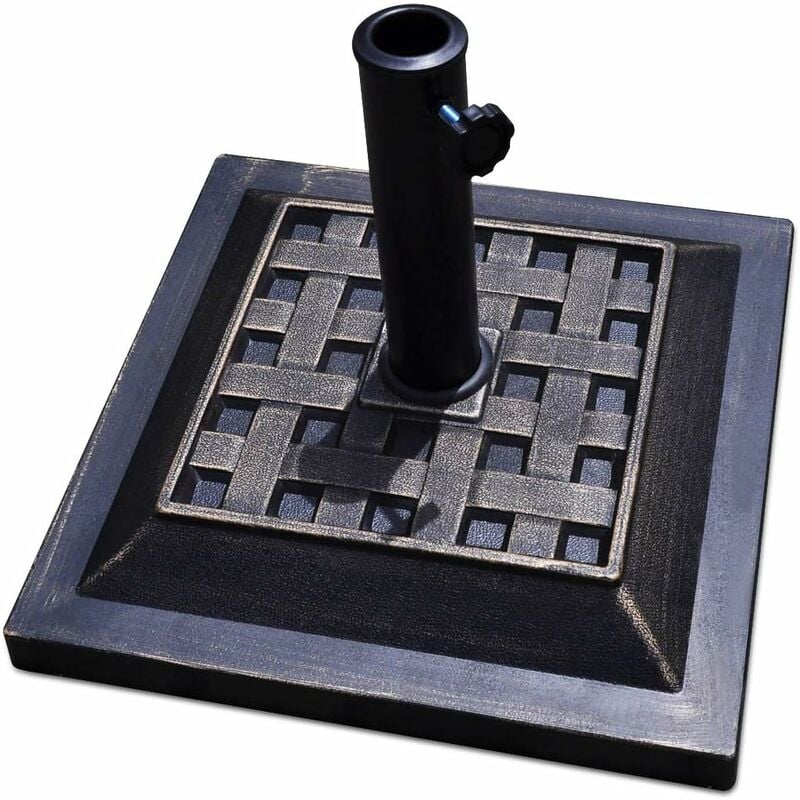 foto del prodotto base per ombrellone con il tubo in acciaio,supporto per ombrellone riguadro in resina, ideale uso esterno, 44 x 44 x 33 cm, bronzo