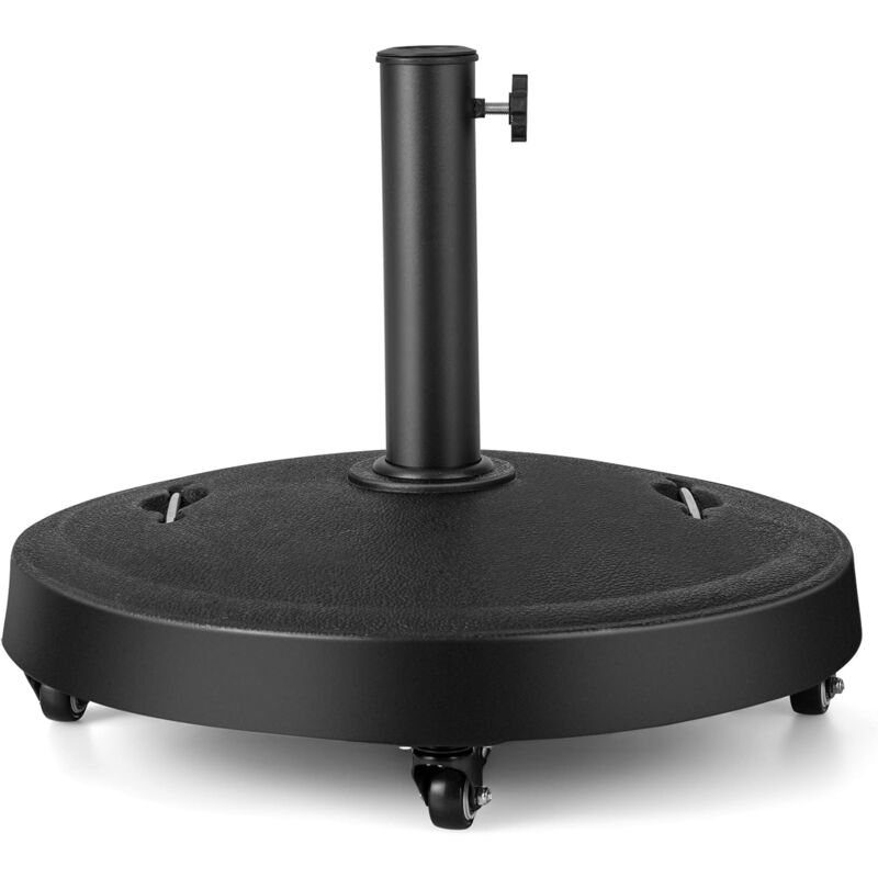 foto del prodotto base per ombrellone con ruote, peso 23kg, supporto rotondo per ombrellone con pali da 38 48mm relax4life