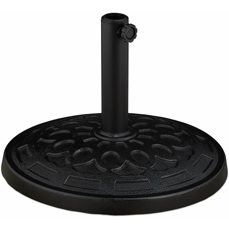 foto del prodotto base per ombrellone, per aste da 38 48 mm, basamento per parasole, per giardino, terrazza e balcone, nero relaxdays
