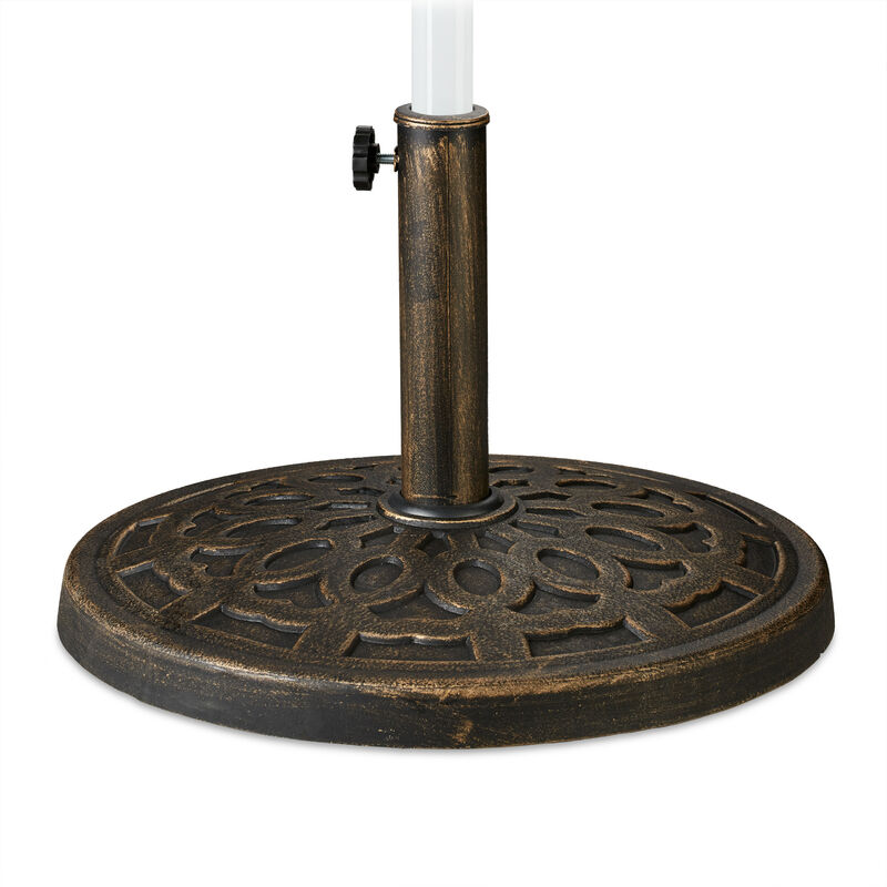 foto del prodotto base per ombrellone, per aste da 38 50 mm, resistente alle intemperie, giardino balcone, 49,5 cm, marrone relaxdays
