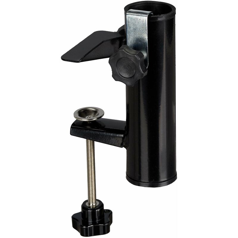 foto del prodotto base per ombrellone per ringhiere rettangolari, ampiezza 19 38 mm, supporto in acciaio, h 15,5 cm, nero relaxdays