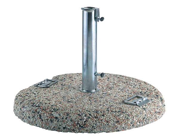 foto del prodotto base per ombrellone peso da 50kg tubo da 55mm, in graniglietto con maniglie in acciaio inox zincato
