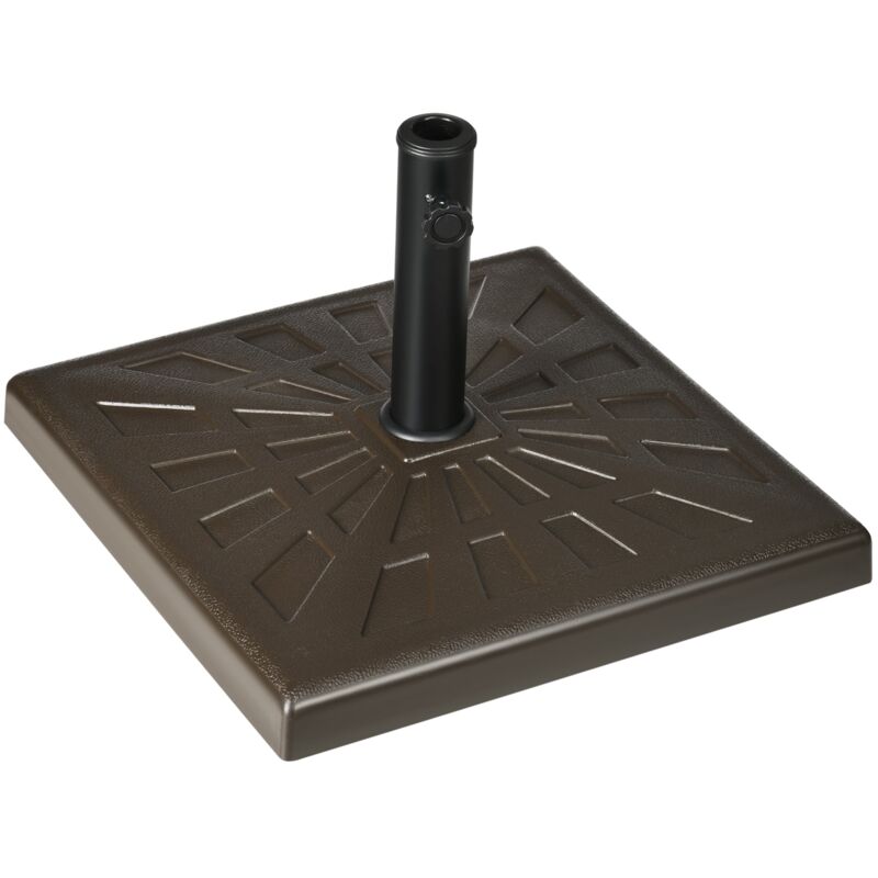foto del prodotto base per ombrellone quadrata di 19kg 51x51x32 cm per pali da 3, 2 cm 3,8 cm e 4,8 cm in resina e acciaio marrone