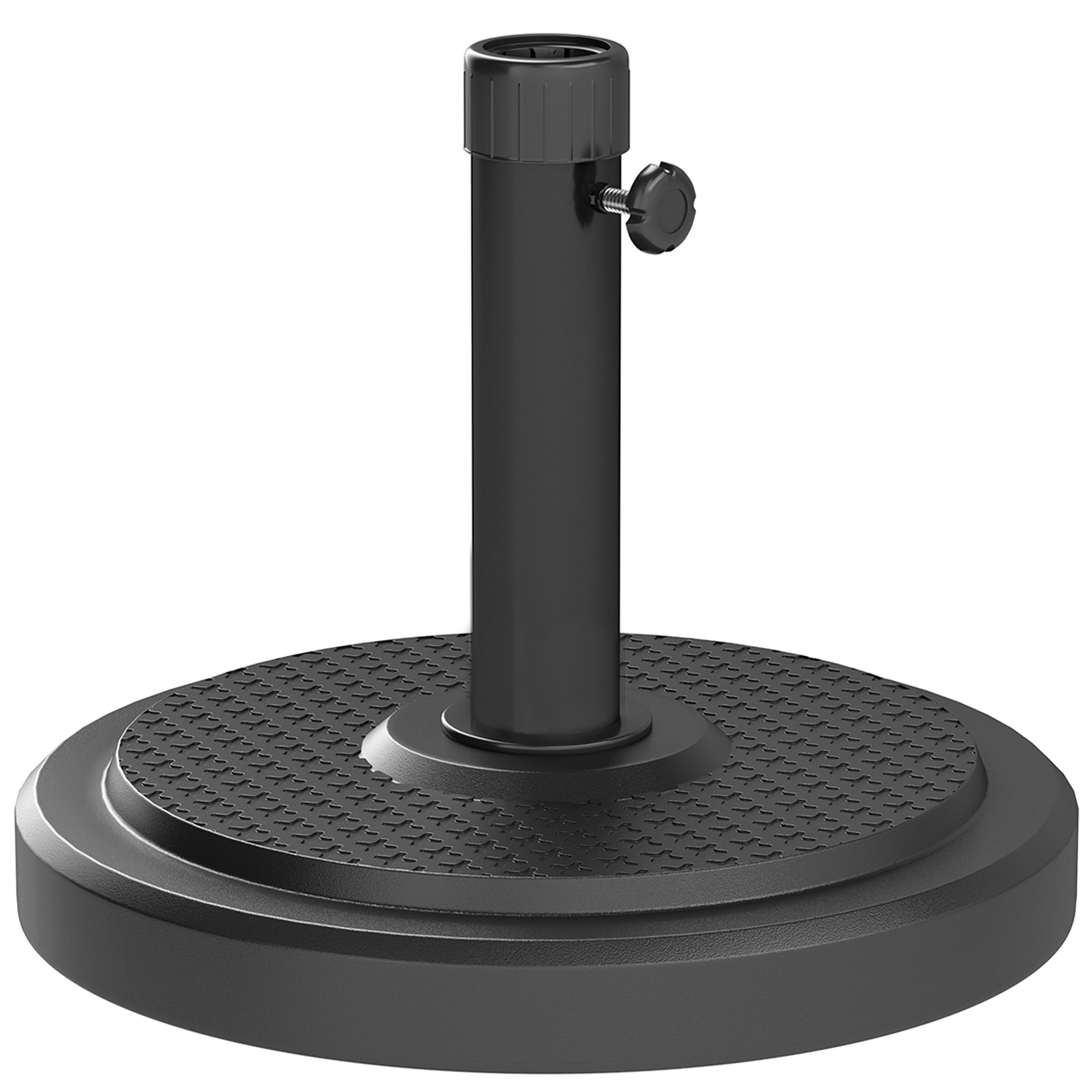 foto del prodotto base per ombrellone rotonda per pali da 3,8 e 4,8 cm in calcestruzzo rivestito in hdpe nero