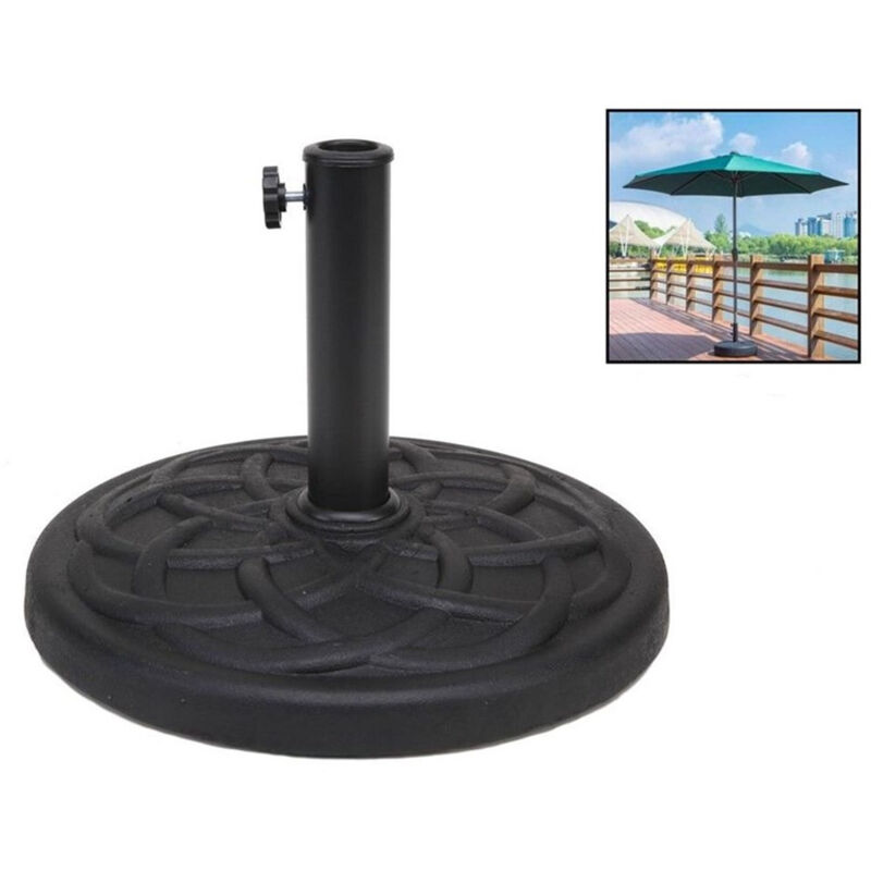 foto del prodotto base per ombrellone supporto rotondo per patio esterno resistente 46xh33cm nero 016595 trade shop traesio