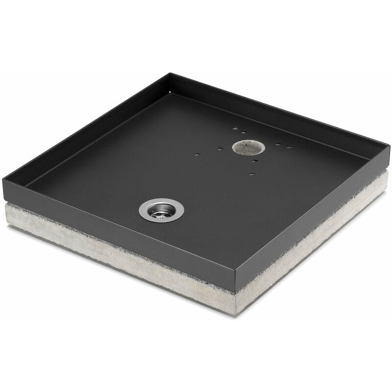 foto del prodotto base portaciottolo per fontane 40x40x8 cm in metallo con base in cemento belfer 42 bse 10 antracite