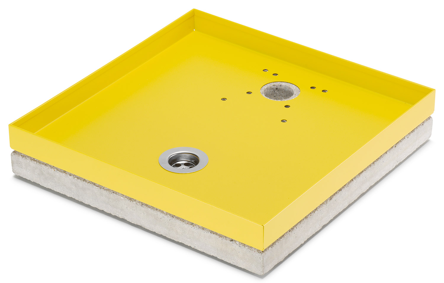 foto del prodotto base portaciottolo per fontane 40x40x8 cm in metallo con base in cemento belfer 42 bse 10 giallo
