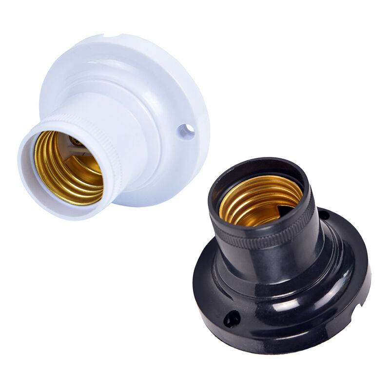 foto del prodotto base portalampada e27 in termoplastica scelta tra nero e bianco con fori di fissaggiocolore portalampada e27 nero