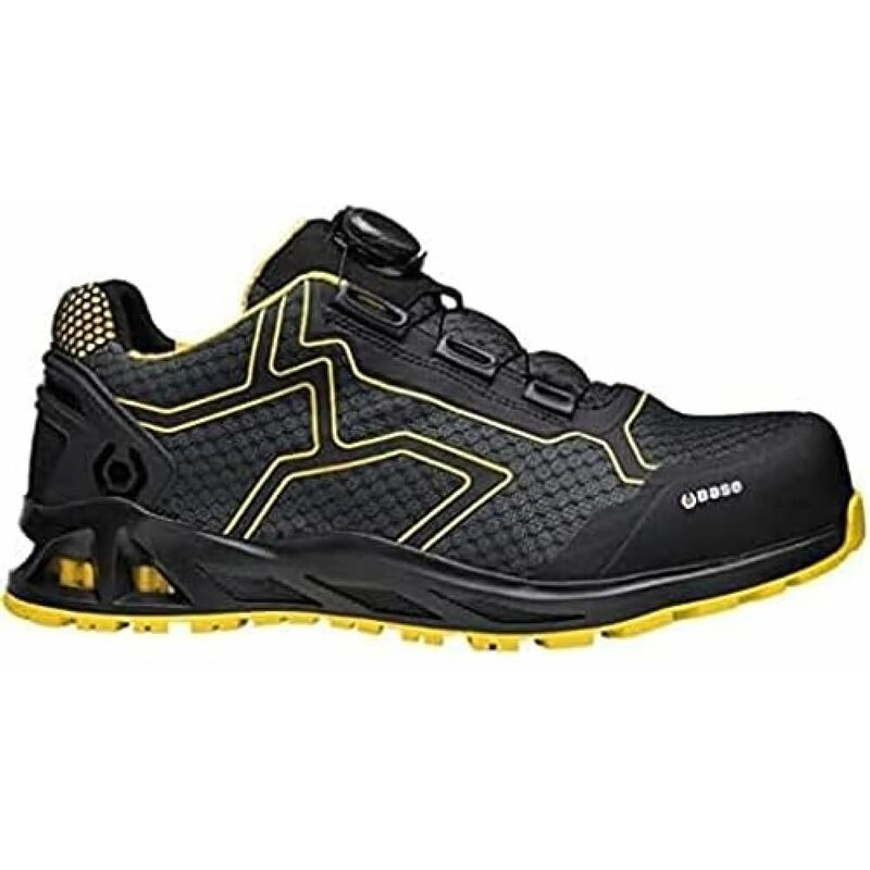 foto del prodotto base protection k rush scarpa antinfortunistica con sistema boa, nero giallo, taglie 45