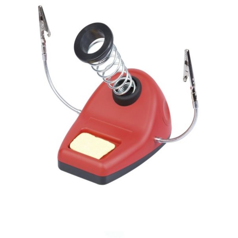 foto del prodotto base sostegno supporto porta saldatore stagno a stilo con spugnetta e pinze