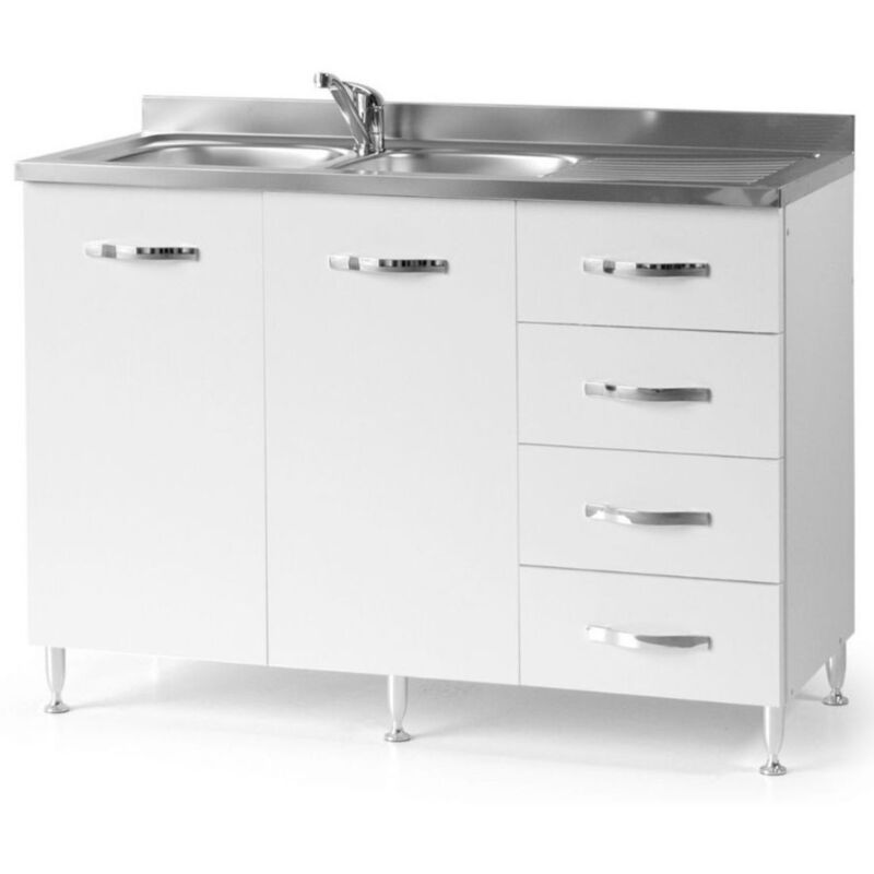 foto del prodotto base sottolavello con cassettiera colore bianco frassinato 120x85h cm destro