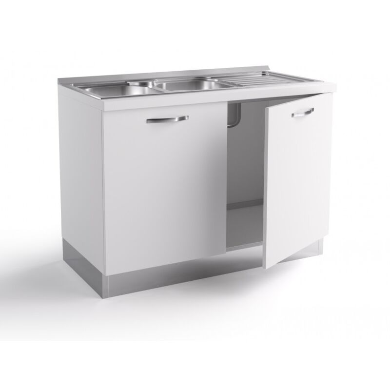 foto del prodotto base sottolavello cucina 120x60xh84 cm in legno bianco opaco con due ante massa
