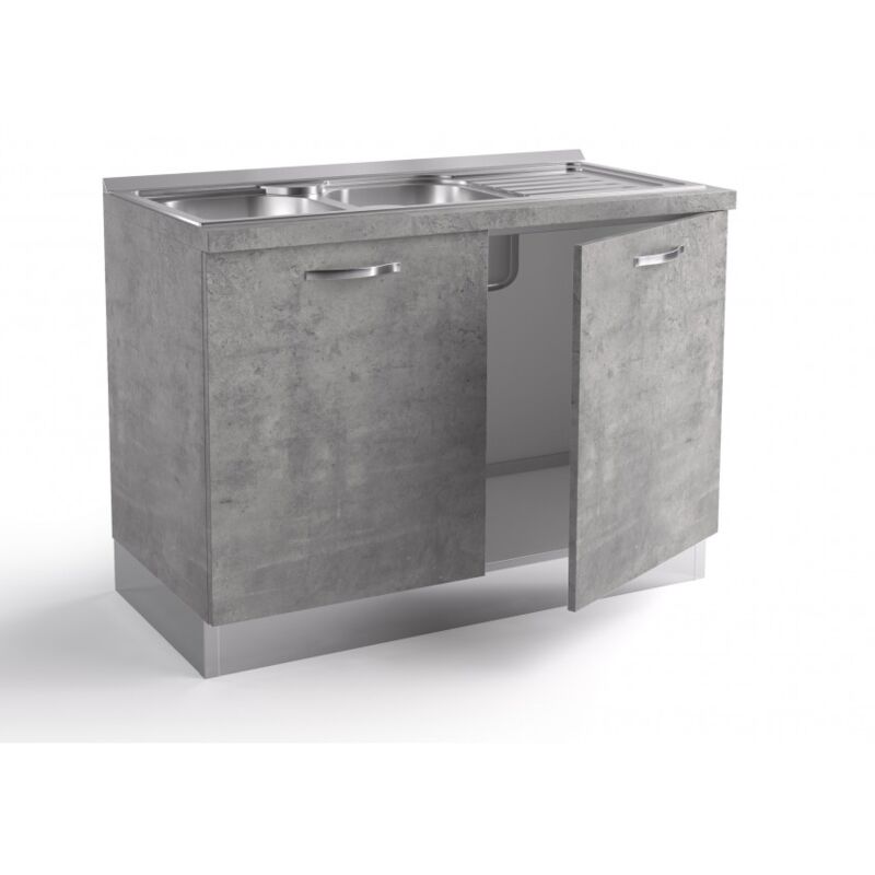 foto del prodotto base sottolavello cucina 120x60xh84 cm in legno colore grigio con due ante massa