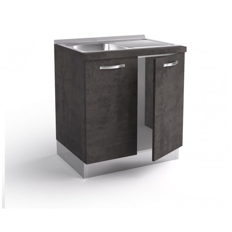 foto del prodotto base sottolavello cucina 80x60x84 cm in legno color lava con lavello in acciaio inox e due ante massa