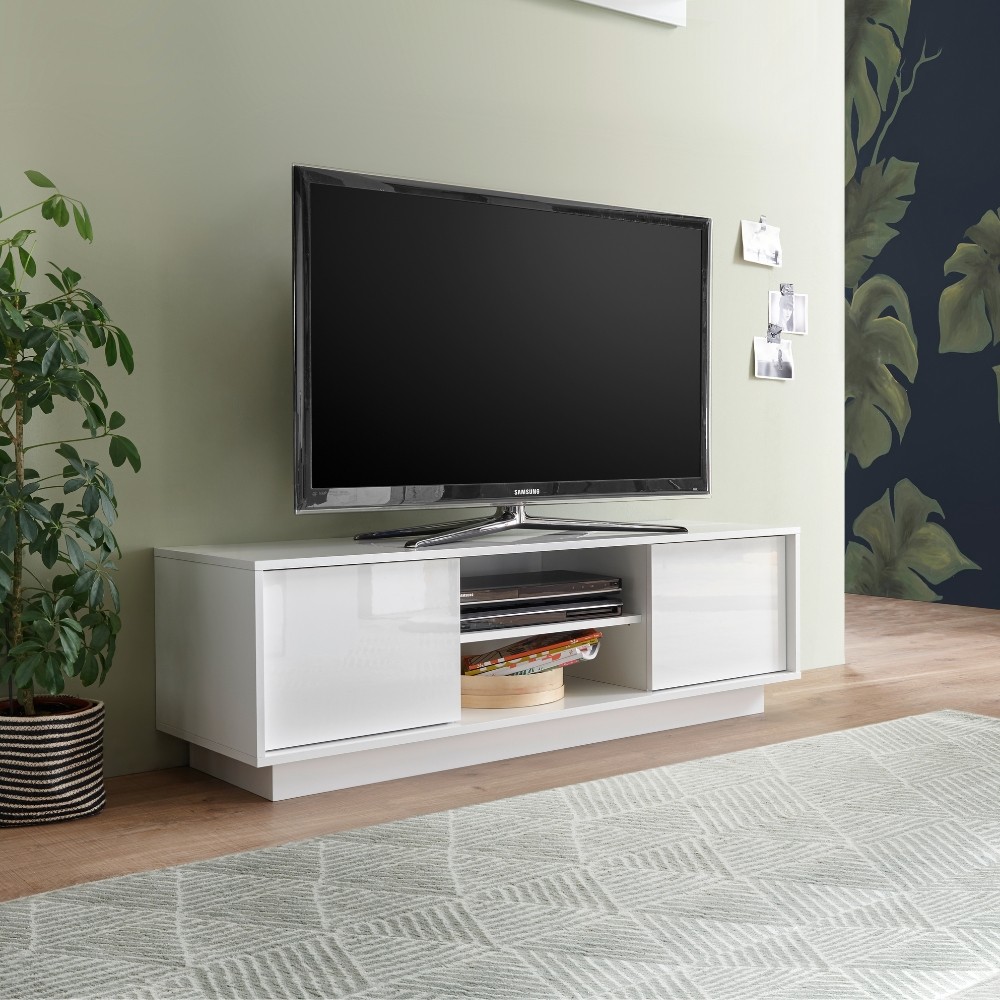 foto del prodotto base tv bianco lucido 139x44x43 cm