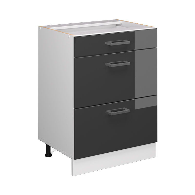 foto del prodotto base universale r line, antracite lucido, 60 cm con cassetti, senza piano di lavoro vicco