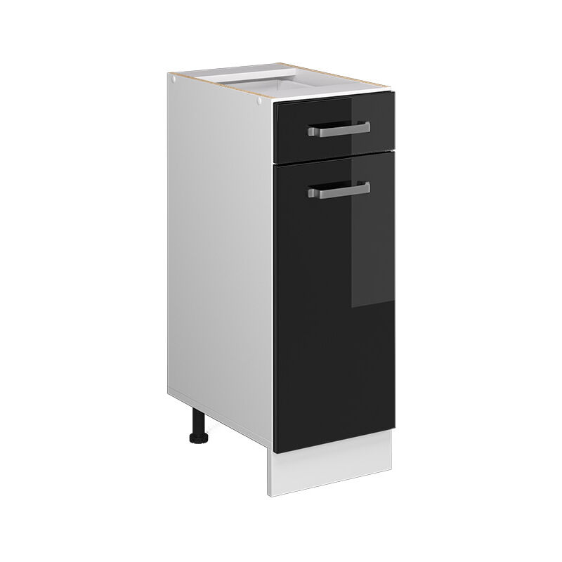 foto del prodotto base universale r line, nero lucido, 30 cm con cassetto, senza piano di lavoro vicco