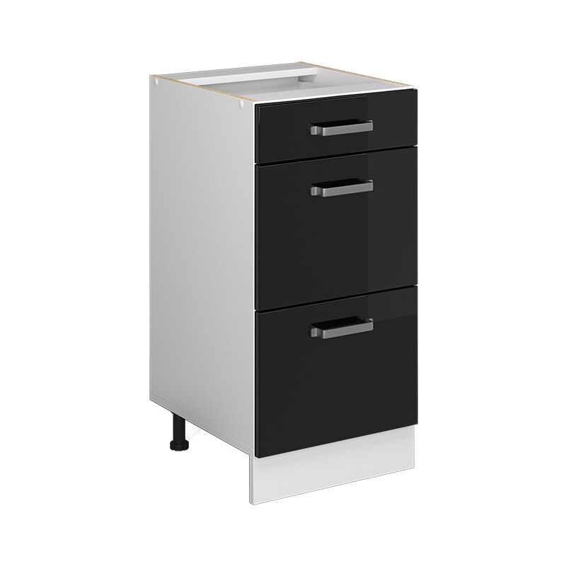 foto del prodotto base universale r line, nero lucido, 40 cm con cassetti, senza piano di lavoro, vicco