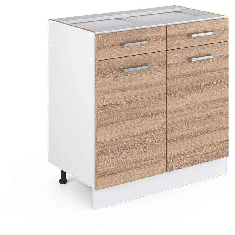 foto del prodotto base universale r line, sonoma, 80 cm con cassetti e ante, senza piano di lavoro vicco