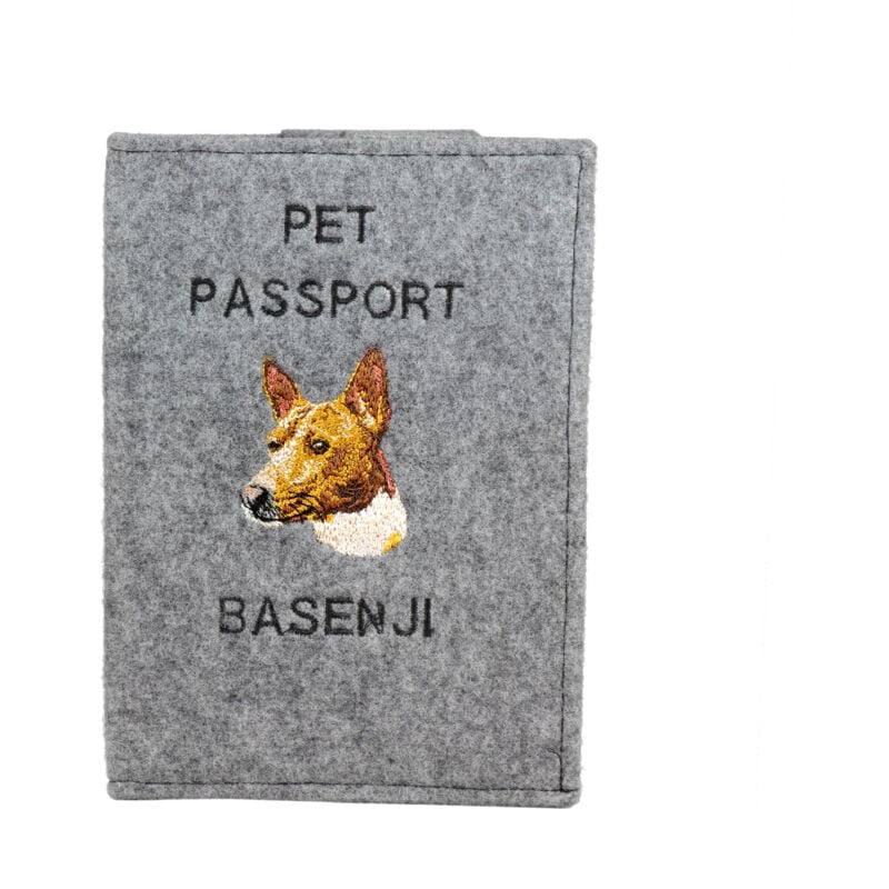 foto del prodotto basenji, basenji, congo dog portapassaporto per cani, portadocumenti, regalo per viaggiatori di art dog