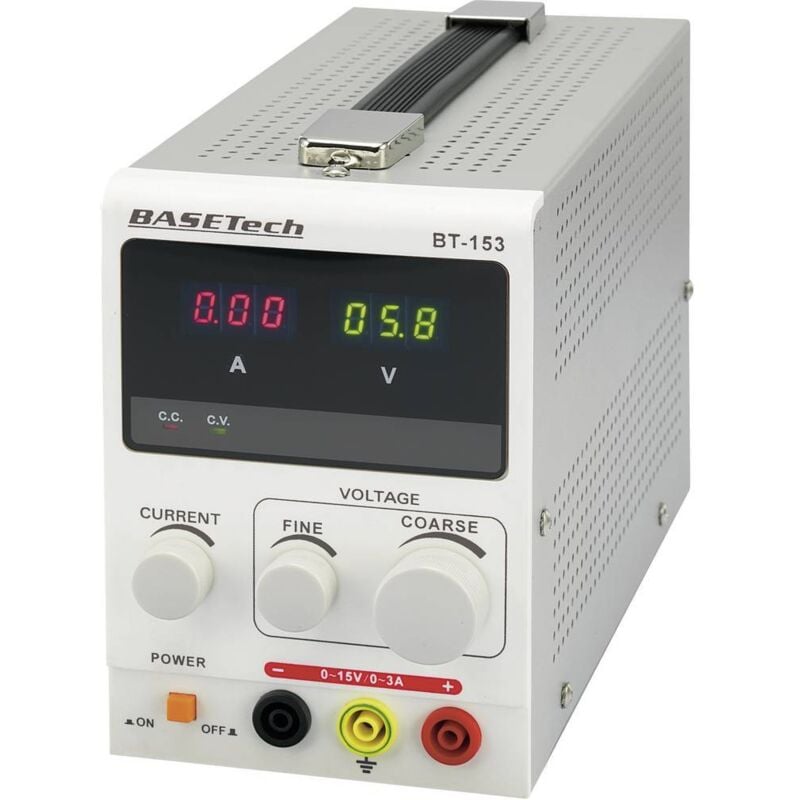foto del prodotto basetech bt 153 alimentatore da laboratorio regolabile 0 15 v dc 0 3 a 45 w num. uscite 1 x