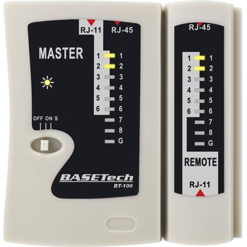 foto del prodotto basetech tester cavi bt 100 bt 100 adatto per rj 45, rj 11 