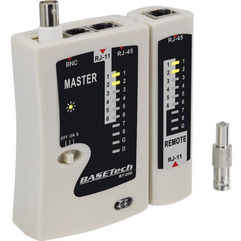 foto del prodotto basetech tester cavi bt 200 bt 200 adatto per rj 45, rj 11, bnc