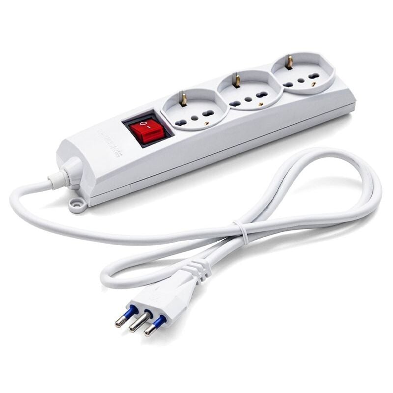 foto del prodotto basetta multipresa universale per 3 prese con interruttore