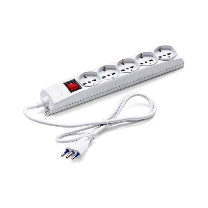 foto del prodotto basetta multipresa universale per 5 prese con interruttore