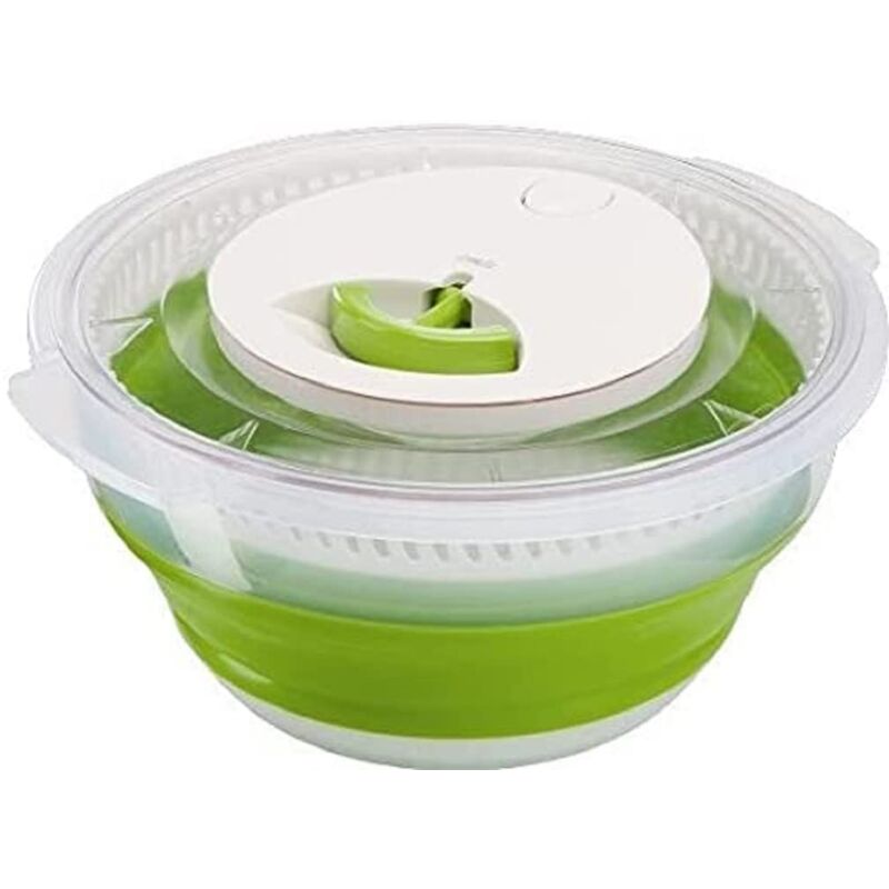 foto del prodotto basic centrifuga pieghevole insalata, 4 l, in plastica silicone, trasparente verde emsa