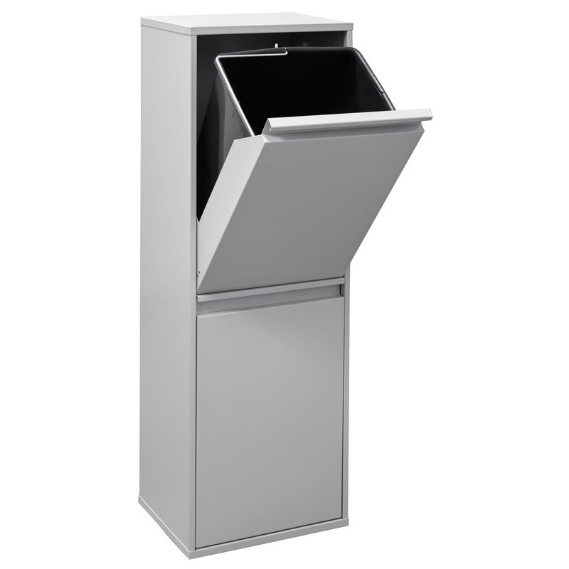 foto del prodotto basic pattumiera per raccolta differenziata, 2 secchi, mobile d acciaio per differenziata, 2 x 17 l 34 l grigio chiaro cr202 b arregui