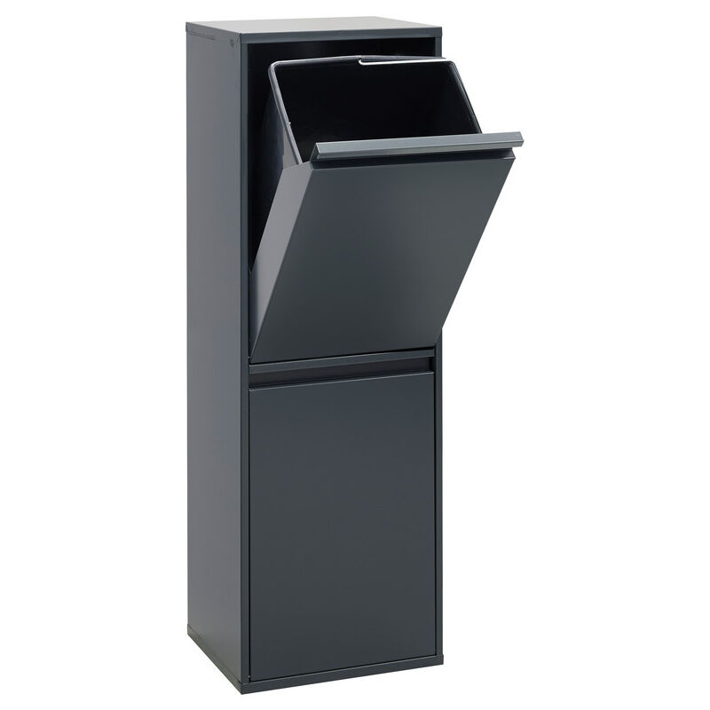 foto del prodotto basic pattumiera per raccolta differenziata, 2 secchi, mobile d acciaio per differenziata, 2 x 17 l 34 l grigio scuro antracite cr204 b arregui
