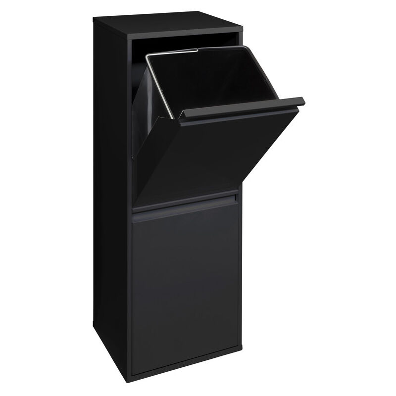 foto del prodotto basic pattumiera per raccolta differenziata, 2 secchi, mobile d acciaio per differenziata, 2 x 17 l 34 l nero cr206 b arregui