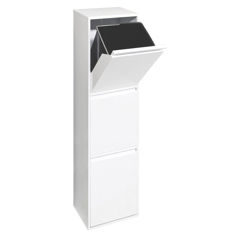 foto del prodotto basic pattumiera per raccolta differenziata, 3 secchi, mobile d acciaio per differenziata, 3 x 17 l 51 l bianco cr301 b arregui