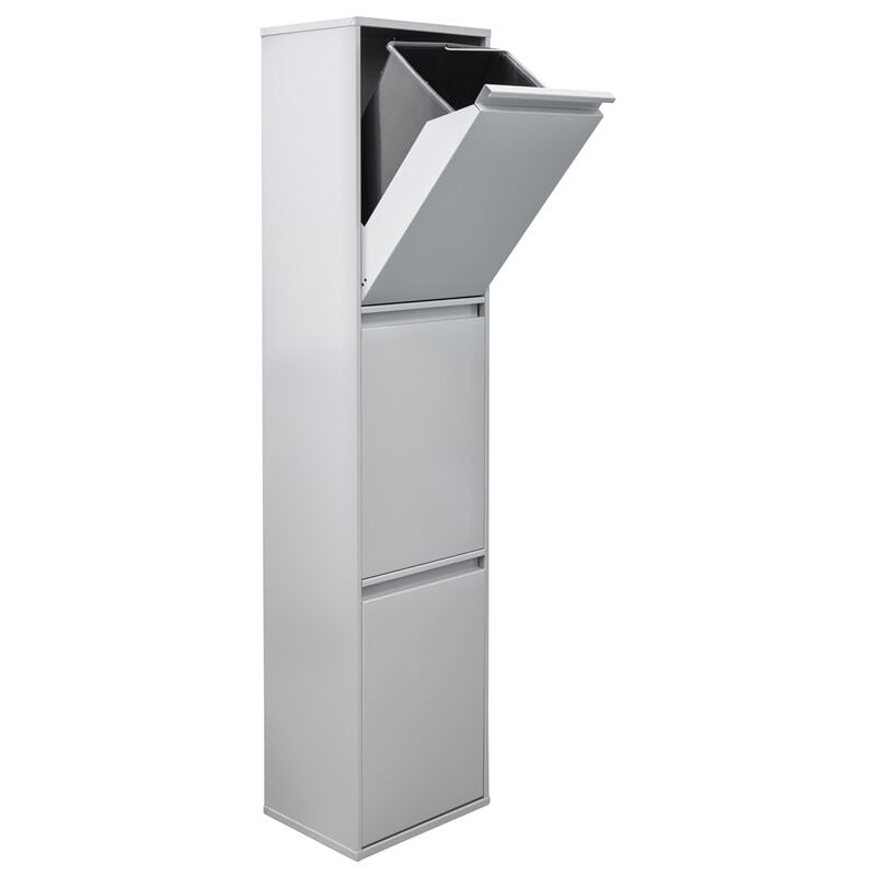 foto del prodotto basic pattumiera per raccolta differenziata, 3 secchi, mobile d acciaio per differenziata, 3 x 17 l 51 l grigio chiaro cr302 b arregui