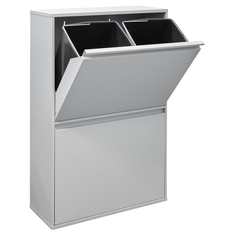 foto del prodotto basic pattumiera per raccolta differenziata, 4 secchi, mobile d acciao per differenziata, 4 x 17 l 68 l grigio chiaro cr602 b arregui
