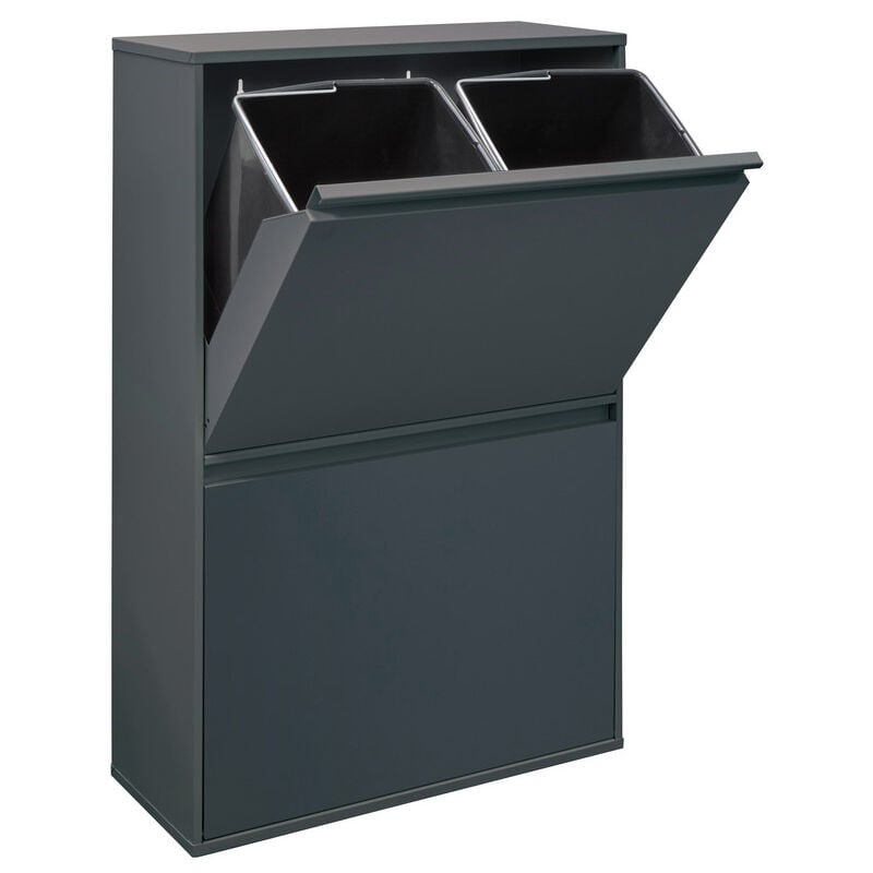 foto del prodotto basic pattumiera per raccolta differenziata, 4 secchi, mobile d acciao per differenziata, 4 x 17 l 68 l grigio scuro antracite cr604 b arregui