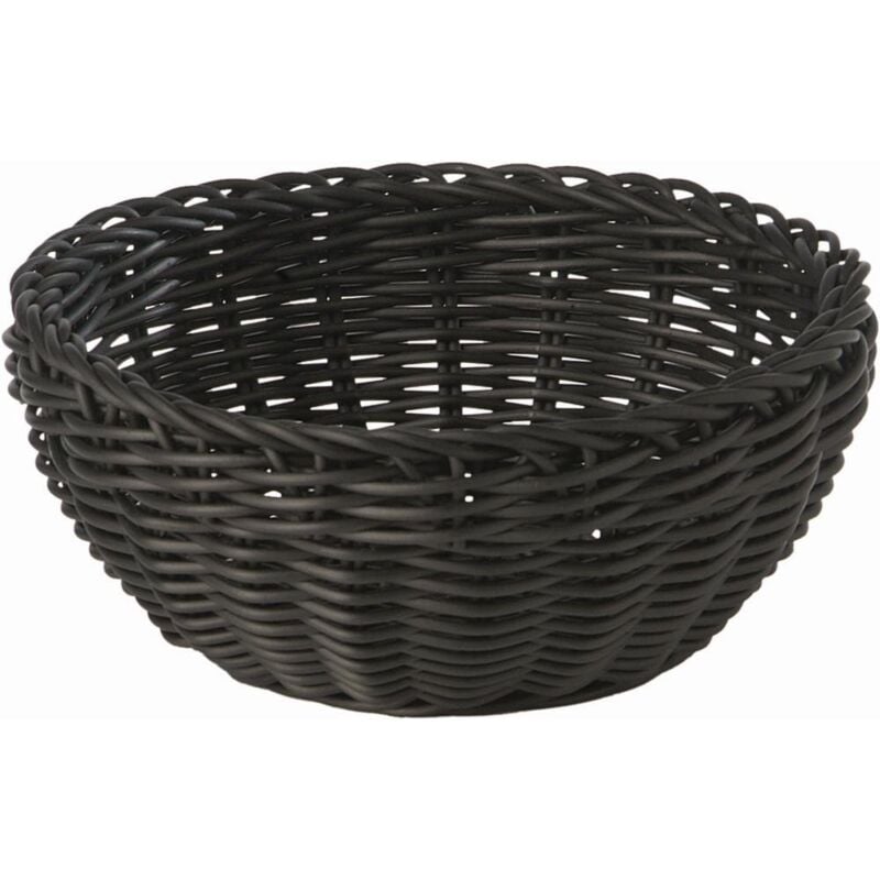 foto del prodotto basket, rotondo profiline , cestino nero, cestino in vimini, cestino in polipropilene, diametro 20 cm, altezza 8 cm aps