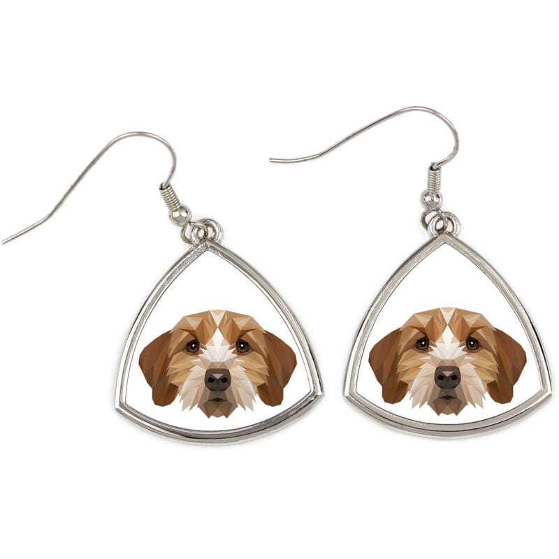 foto del prodotto basset breton, basset fauve de bretagne - orecchini con foto e scritta cane geometrico art-dog